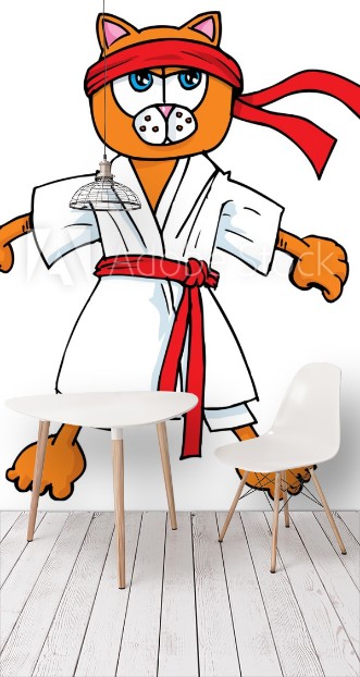 Afbeeldingen van Cartoon cat in karate outfit